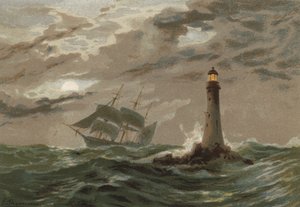 Moonlight, Eddystone Fyrtårn af Edward Duncan