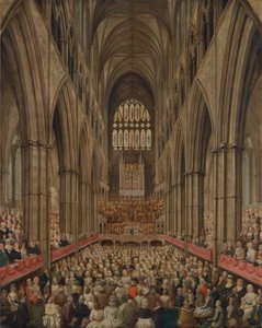 Interiørbillede af Westminster Abbey ved fejringen af Händel, taget fra Manager