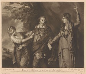 Portræt af David Garrick mellem komedie og tragedie
