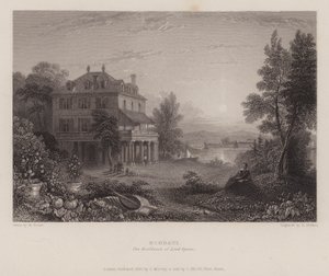 Villa Diodati, Lord Byrons residens (gravering) af Edward Francis (after) Finden