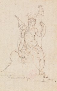 An Allegory of America Carrying the Cap of Liberty, ca. 1760-1848 (pen, sort blæk, grafit og rødt kridt)