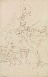 Karikatur selvportræt af Edward Francis Burney