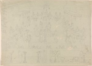 Design til det romerske regeringskammer (?) af Edward Francis Burney