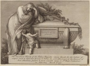 Sir Joshua Reynolds begravelsesbillet af Edward Francis Burney