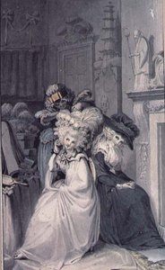 Dame ved sit toilet (tegning)