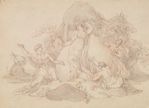 Telemachus og mentor lander på øen Calypso af Edward Francis Burney