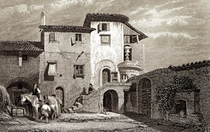 Lord Byrons bolig 1811 (kobberstik) af Edward Francis Finden