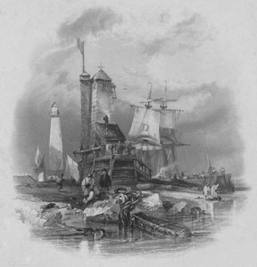Sunderland: fyrtårnet på den sydlige mole, 1836