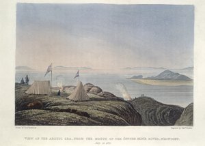Udsigt over det arktiske hav, fra mundingen af Coppermine-floden, midnat den 20. juli af Edward Francis Finden