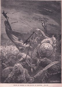 Harolds død i slaget ved Hastings 1066 e.Kr af Edward Frederick Brewtnall