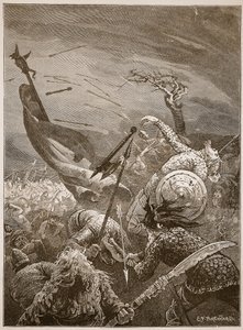 Harolds død i slaget ved Hastings, illustration fra 