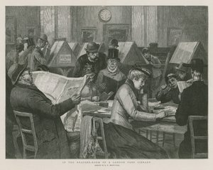 I læsesalen på et gratis bibliotek i London