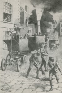 Gurney og hans vidunderlige motor (litografi) af Edward Frederick Skinner
