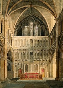 Interiør af St. Saviour, Southwark, ser mod alteret