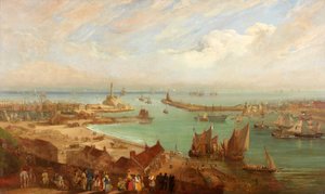 Sunderland Harbour fra Roker, ca. 1850-c. 1855 af Edward Hastings