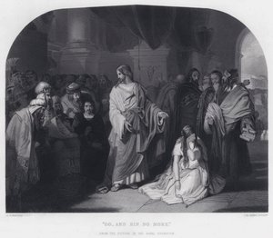 "Gå, og synd ikke mere" (gravering) af Edward Henry (after) Corbould