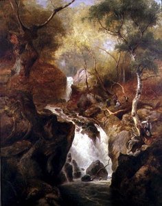 Vandfald gennem et skovområde af Edward Henry Holder