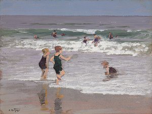 Børn leger i Surf af Edward Henry Potthast