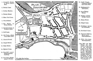 Kort over Stratford-upon-Avon, Warwickshire, 1759 1885.