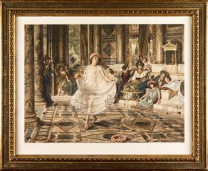 Græsk dans (håndfarvet fotogravure) af Edward John Poynter