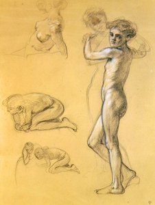 Study for Idle Fears (III), 1893 (kridt på papir) af Edward John Poynter