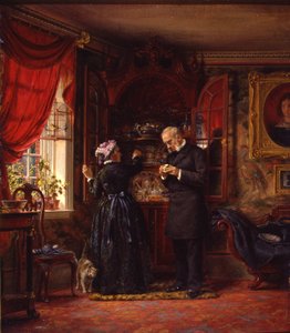A Lover of Old China, 1880 (olie på akademisk bord) af Edward Lamson Henry