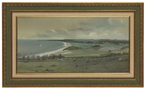 Udsigt over hørdam, gamle marker (akvarel og gouache på papir) af Edward Lange