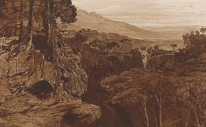 Bavella, Corsica, ca. 1868 (pen og blæk med vask på papir) af Edward Lear