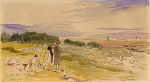 Fjernsyn over Janina (blæk, blyant og wc på papir) af Edward Lear