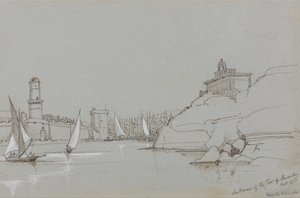 Indgang til Marseilles havn af Edward Lear