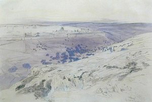 Jerusalem, 24.-28. april 1858 (pen, blæk og akvarel på papir) af Edward Lear