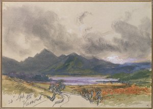 Keswick, 24. september 1836 (blyant og wc med hvidt på papir) af Edward Lear