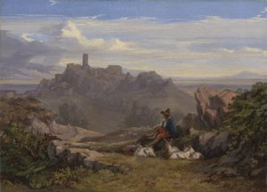 Landskab med gedehyrde, c.1842 af Edward Lear