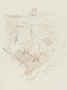 Ødelagt tempel på en bakke af Edward Lear