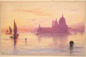 Santa Maria della Salute, Venedig, ved solnedgang af Edward Lear