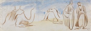 Studier af kameler og egyptiske mænd af Edward Lear