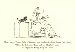 Der var en ung dame fra Korsika, som købte en lille brun Saucy-cur af Edward Lear