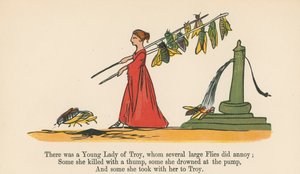 Der var en ung dame fra Troy, som flere store fluer irriterede, fra 