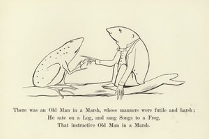 Der var en gammel mand i en mose, hvis manerer var forgæves og barske af Edward Lear