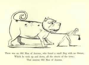 Der var en gammel mand fra Ancona, som fandt en lille hund uden ejer af Edward Lear