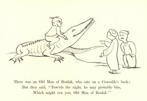 Der var en gammel mand fra Boulak, som sad på en krokodilles ryg af Edward Lear