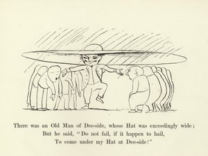 Der var en gammel mand fra Dee-side, hvis hat var overordentlig bred af Edward Lear