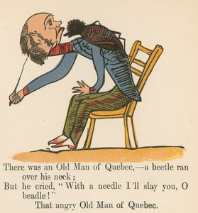 Der var en gammel mand fra Quebec- en bille løb over hans hals, fra 