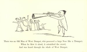Der var en gammel mand fra West Dumpet, som havde en stor næse som en trompet af Edward Lear