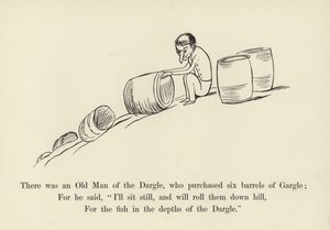 Der var en Old Man of the Dargle, som købte seks tønder Gargle af Edward Lear