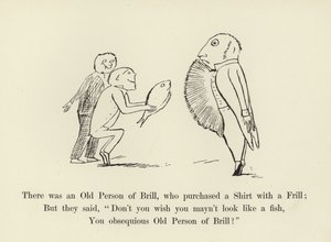 Der var en gammel mand af slethvar, som købte en skjorte med flæse af Edward Lear