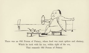 Der var en gammel person fra Putney, hvis mad var stegte edderkopper og chutney af Edward Lear