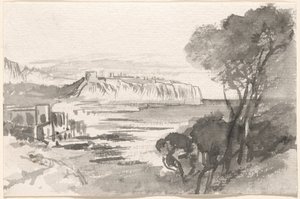 Udsigt over en bugt (Monaco) af Edward Lear