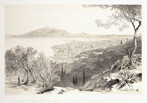 Udsigt fra Slotsbakken, med udsigt til Monte Skopo, Zante, 1863 af Edward Lear
