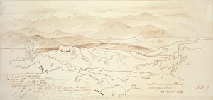 Udsigt fra bjergene over Phonia, 1849 af Edward Lear